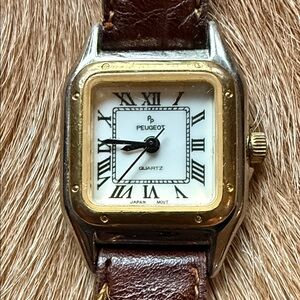 Peugeot Gold and Brown Timepiece